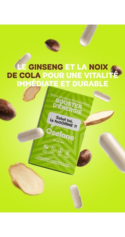 Booster d'Énergie – Ginseng, Guarana & Noix de Kola | Oselane